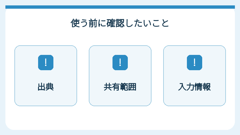 出典、共有範囲、入力データを確認する図